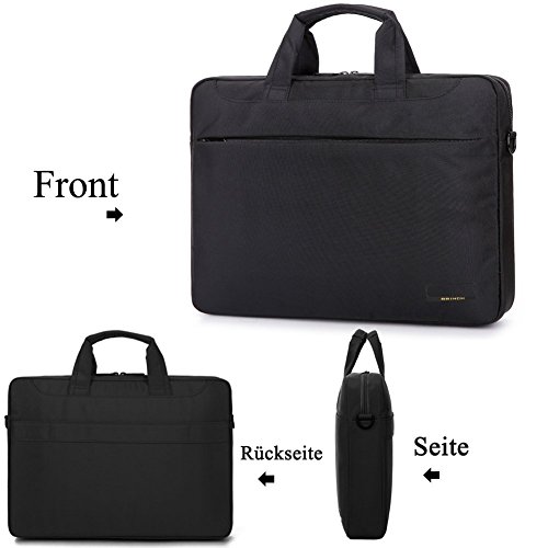 BRINCH 15,6 Zoll Oxford Gewebe Laptoptasche Messenger Bag Umhängetasche Schulterhülle Aktentasche Henkeltasche für 15 – 15,6 Zoll Laptop/ Notebook/ MacBook/ Chromebook Computer mit Schulterriemen und Griffe,Schwarz - 2