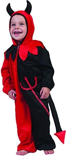 Carnival Bud Children's Toddlers Devil Costume – Onesie Hooded All In One. Suitable for outdoor use 80 98, Red