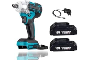 ANUPTTA Schlagschrauber, Ersetzen für Makita 18v mit 2x3000mAh Akku und Ladegerät, 1/2" Brushless Cordless Drehmoment 350Nm mit LED-Licht Elektrowerkzeug