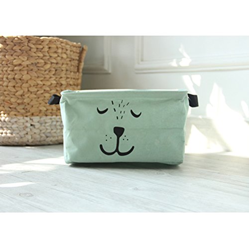 Inwagui Faltbaren Organizer / Wäschesammler / Wäschekorb / Baumwolle Wäschekorb Wäschekorb mit Griffen 30 * 24 * 17 cm-Grün