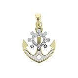 Goldanhänger Anker Ruder in Gelbgold & Weißgold in 585 Gold Anhänger Kettenanhänger Schmuck 2841