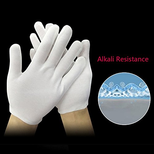 Multi weiß Baumwolle Handschuhe Inspektion Schmuck Gesundheit Tägliche Arbeit Handschuhe groß für Herren Damen - 4