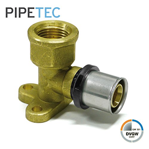 Pipetec Pressfitting, Press-Wandwinkel 16x2 - 1/2" - 39mm PFWWK1604, DVGW, TH, Pressfitting