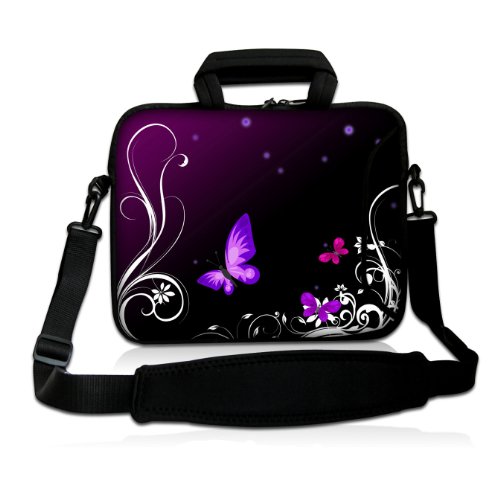Sidorenko Designer Notebooktaschen mit Tragegurt + Tragegriff inkl. Zusatzfach für Maus und Ladegerät an der Vorderseite der Tasche // Größe 43,9cm von 17" bis 17,3" Neopren Schutzhülle