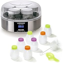 Lagrange yaourtière + lot de 7 pots de yaourts à boire, INOX