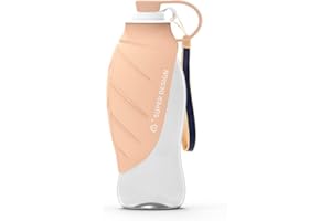 BePetMia Butelka na wodę, podróżna, dla psów, zakrętka może służyć jako miska do picia, butelka na napoje z silikonu, 580 ml (kolor pomarańczowy)