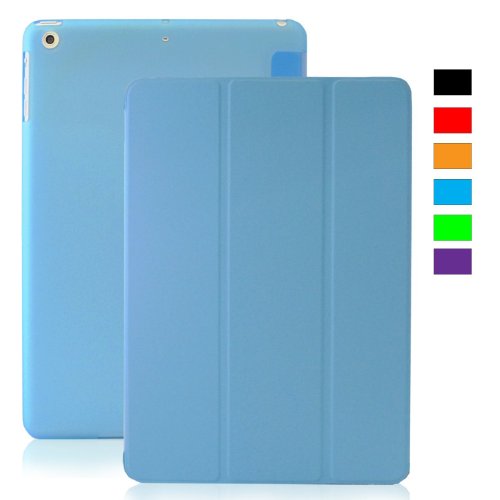 Khomo iPad Mini 4 Hülle Case Hellblaues Transparent Gehäuse mit doppelten Schutz ultra dünn und leicht, Smart Cover - Clear Blue
