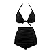 Produktbild Bikini-Set, LANSKIRT Damen Retro Stil Polka-Punkt mit Hoher Taille Badeanzug Bikini Set (L, Schwarz2)