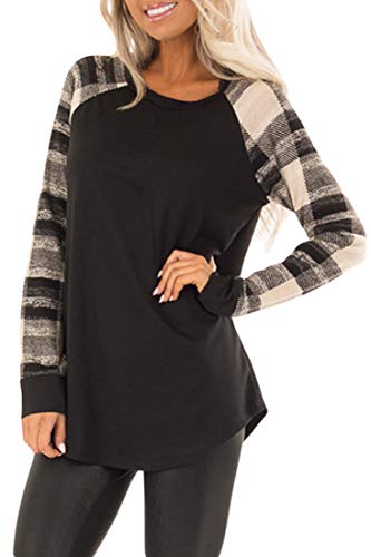 Women Long Sleeve Color Block Loose T Shirt Casual Oversized Sweatshirt Tee Blouse Tunic Top
