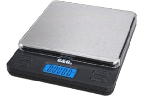 G & G LS 2000g / 0,1g Feinwaage Taschenwaage Digitalwaage Briefwaage Extra große Wägefläche, 2 Trays, AAA Batterien