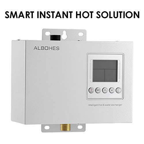 Albohes Echangeur d'Eau Chaude et Froide Intelligent Température Constante sur 24h Réservation Synchronisation Système de Recirculation avec Modes de Déclenchement Automatique (Gris)