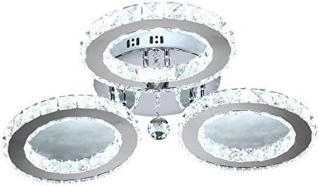 Lonfenner LED Crystal ceiling lamp living room ceiling lamps minimalist bedroom ceiling light ring chandelier creative Crystal lights (right angle 65cm) , Cool white Light