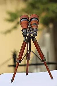 Nautical Craft Antique Brass Telescope Binocular Leather with Tripod Desk Vintage Gift