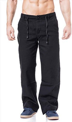Linen trousers, leisure trousers, available in black or white -  Black - XX-Large