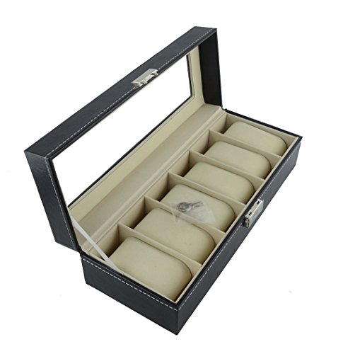 Feibrand Uhrenbox fr 6 Uhren Faux Leder mit Schlssel Feibrand Uhrenbox fr 6 Uhren Faux Leder mit Schlssel