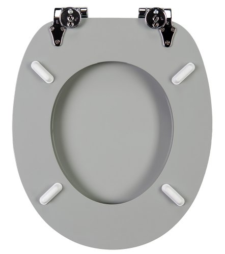 WC Sitz mit Absenkautomatik, viele einfarbige WC Sitze zur Auswahl, hochwertige und stabile Qualität aus Holz (Grau) - 7