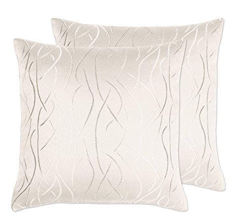 Kissenhüllen 2 Stück, FARBE wählbar, Damast Streifen, 40x40 cm, Creme, Beautex