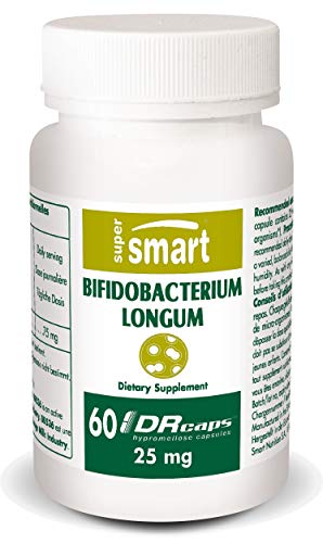 Supersmart MrSmart - Probióticos y prebióticos - Bifidobacterium longum - Una de las microbacterias más importantes para la salud intestinal. 25 mg, 60 cápsulas.