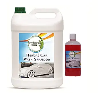 Vedaayu Herbal Car Wash Shampoo 5 Ltr With Refillable bottle 500ml |Natural & Organic Car Wash Shampoo for Colour Safe, Spot-free Cleaning 5 Liter