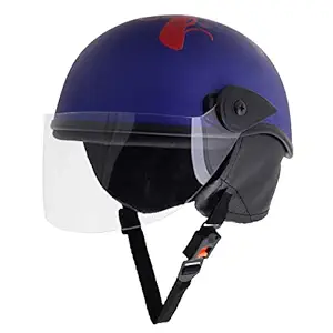 Sage Square Multi-Purpose Half Helmet for Men, Women (Small, Blue Matte Sticker Design 1) (Non-Motorized)