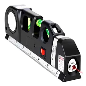 Hukimoyo Multipurpose Level Laser Measuring Tape with Ruler, 3 Mode Laser with Bubbles Vertical Horizontal Multifunction Leveler Tool (18.5  6.2 cm)
