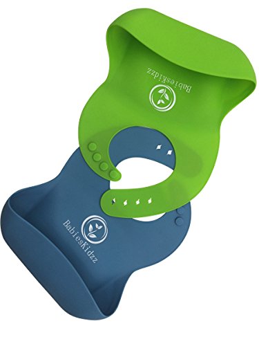 Baby-Lätzchen super weichen Silikon Baby-Lätzchen für Baby feeding.Premium Baby-Lätzchen für Ihre hübschen kids.Easy zu reinigen Baby-Lätzchen in 2 Pack Green / Blue.Order jetzt - 5