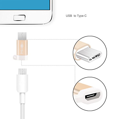 MIDWEC 2 Stück Mini Type c Adapter/ USB-C to Micro USB Adapter,USB C Adapter ,Verwandelt USB Type-C Input in Micro-USB/Golden (String) - 6