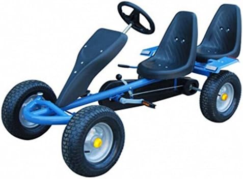 Sturdy Reversible Go Kart With Double Adjustable Seats - It Has Covered Chain Case For Kids Safety And Protection - Made of Metal (Blue)