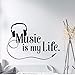 Produktbild Lvabc Musikalische Wandtattoo Musik Ist Mein Leben Wandtattoo Zitat Vinyl Wandaufkleber Teen Jungen Zimmer Rockmusik Wandbild Home Decor 42X30 Cm