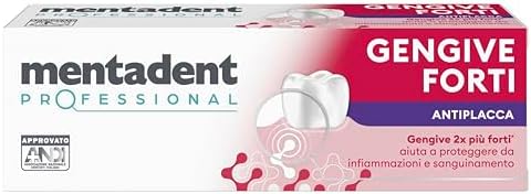 Mentadent Professional Gengive Forti Antiplacca Dentifricio, Gengive 2X Più Forti, Azione Antiplacca e Anti-Tartaro, Aiuta a Proteggere da Infiammazioni e Sanguinamento, Clinicamente Testato, 75 ml