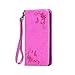 Produktbild Lonchee Samsung Galaxy J7 (2015) Wallet Tasche Brieftasche Schutzhülle , geprägten Design Hochwertige PU Leder Folio Tasche Case Hülle im Bookstyle mit Standfunktion Kredit Kartenfächer (Rose)