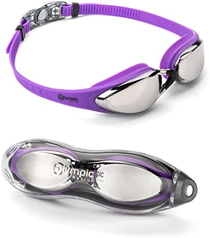 Olympic Nation Pro Swim Goggles - Purple with Mirrored Lenses