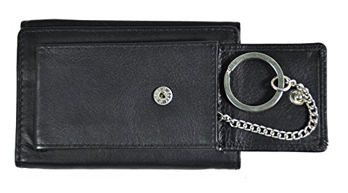 Preisvergleich Produktbild kleine super kompakte echt Leder Geldbörse mit Schlüsselfach, Münzfach, Scheinfach und Kreditkartenfächer, Kreditkartenetui Jockey Club Nappaleder schwarz