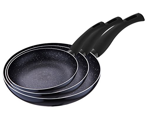 Renberg Bergner Pfannen Set 3 teilig aus Aluminium mit Marmorbeschichtung, induktionsgeeignet