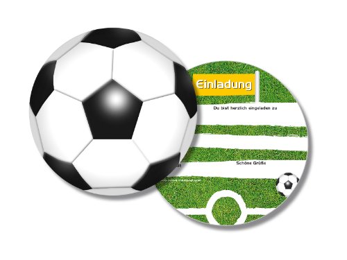 6 runde Einladungskarten * Fussball * für Kindergeburtstag von DH-Konzept // FUSSE020 // rund Kinder Geburtstag Party Jungen Einladung Karte Kinder Geburtstag Party Soccer