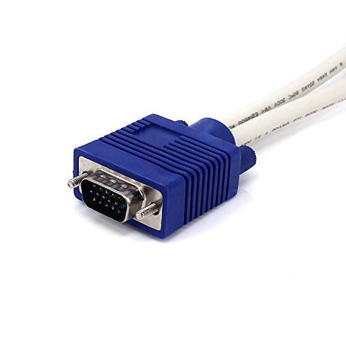 igreely Premium VGA 15 Pin One männlich 1 bis 2 Dual Weiblich SVGA VGA Monitor Y Splitter Kabel Draht Kordel blau Stecker für TV Computer Projektor - 4