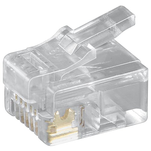 10 Stück Wentronic Westernstecker für Flachkabel (TEL Mode RJ12 6P6C Flat UG)