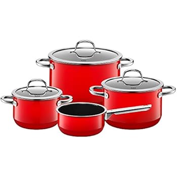 Silit Passion Red Topfset 4-teilig mit Glasdeckel