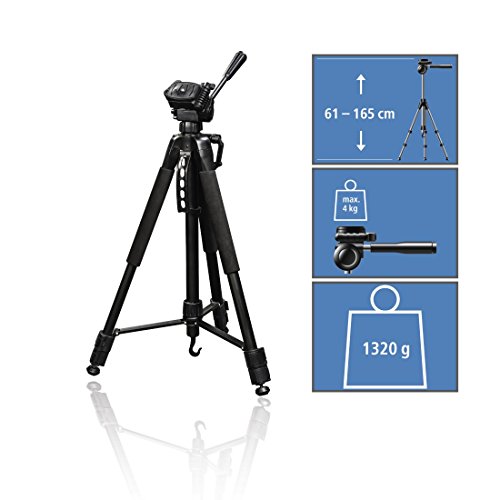 Hama Fotostativ Action 165 3D (Höhe 61–165 cm, Gummifüße und Spikes, Belastbarkeit bis 4 kg, Gewicht 1320 g leicht, Kamera Stativ inkl. Tragetasche) schwarz - 9