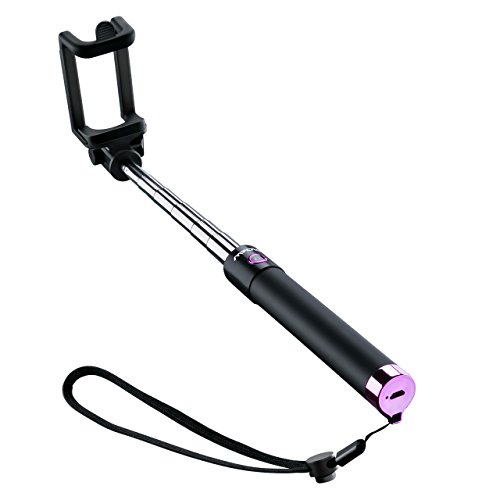 Mpow iSnap Pro X - Palo Selfie Bluetooth Monopod Extensible Remoto Port  til Antideslizante Universal para Selfie con Obturador Integrado y Correa para iPhone8  iPhone7  iPhone7 Plus iPhone 6Plus 6s 5 4S 4  iPad 3 2  mini iPad  Color rosa