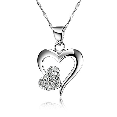 EMPATHY JEWELS Colgante Plata mujer, Colgante Plata Corazón, Plata de Ley 925, Collar de plata con cadena de 42 cm, el regalo perfecto.