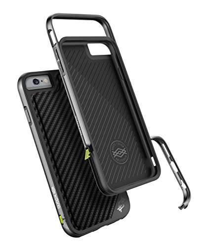 X-Doria Defense Lux Rugged [Military Grade Drop Protection] TPU Case with Aluminum Rail Bumper Case for iPhone 6 & iPhone 6s (4.7 Inch) (Black Carbon Fiber)