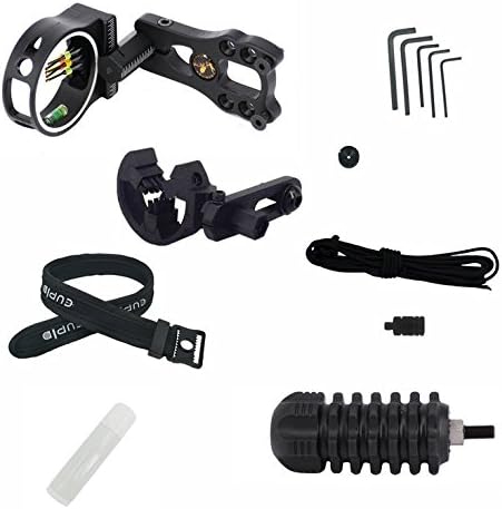 e5e10 13-in-1 Compound Bow Accessory Archery Combo Set, Brush Arrow Rest, Stabilizer, 5 Pin Bow Sight with Level and Light, Bow Sling, Peep Sight, Allen Key for Outdoor Bow Hunting Black