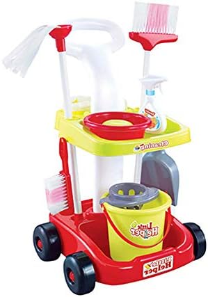 Elwow Kids Holiday Birthday Toys Gift Cleaning Vacuum Set Little Helper Pretend Toy, Children 8 Piece Cleaning Play Set with Trolley