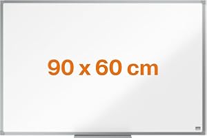 Nobo 1905210 - Pizarra Magnética de Acero Nobo Essence, 900 x 600 mm, Marco de Aluminio Anodizado, con Montaje en las Esquinas, Bandeja para Rotuladores, Con Superficie Para un Uso Frecuente, Blanco