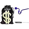 Newzenx Glass Oil Burner Pipe Color Glass Blue Bubbler 12mm/6 Inch Included Pipe Cleaner & Velvet Pouch