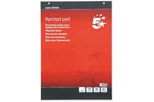 5 STAR 3 x FLIPCHART Plain Paper Pad 40 Sheets