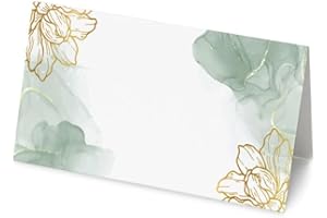 KIRSTEN MCMILLAN 50 Floral Watercolour Name Place Cards - 8cm by 4cm Place Name Cards for Table Setting, Christmas, Parties, & Wedding Decoration (Pack of 50)