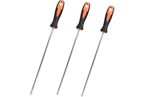 WJIAEER WJI 3 Stück Pferd kettensägefeile,Pferd rundfeile,Pferd feile kettensäge,Robust und langlebig, mit Griff, angenehm zu halten, 4,0 mm, 4,8 mm, 5,5 mm 3 Größen, geeignet zum Kettensägenschleifen(C)