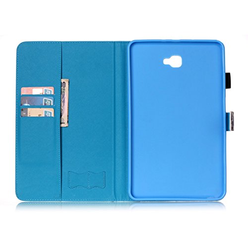 Galaxy Tab A 10.1 Hülle,Galaxy Tab A 10.1 Zoll 2016 T580N Lederhülle Flip Wallet Case,Galaxy Tab A 10.1 PU Leder Standplatz Fall Hülle Case,Ekakashop Bunt Gold-Schmetterling Muster Bookstyle Folio Schale Weichen Silikon Schutzhülle Klapptasche Etui Magnetverschluß mit Standfunktion Kartenfächer für Samsung Galaxy Tab A 10.1 Zoll 2016 T580N + 1x Kostenlos Ständer (Farbe zufällig) - 5